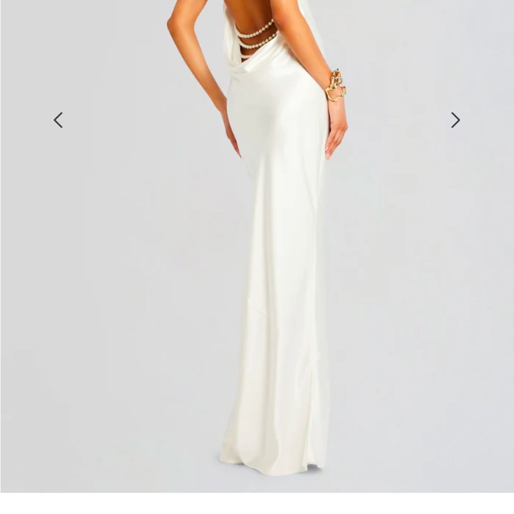 Retrofete White Backless Gown- hemmed to roughly ~5’7
